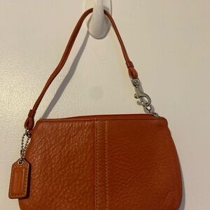 Coach Pebbled Leather Wristlet in Burnt Orange Vintage